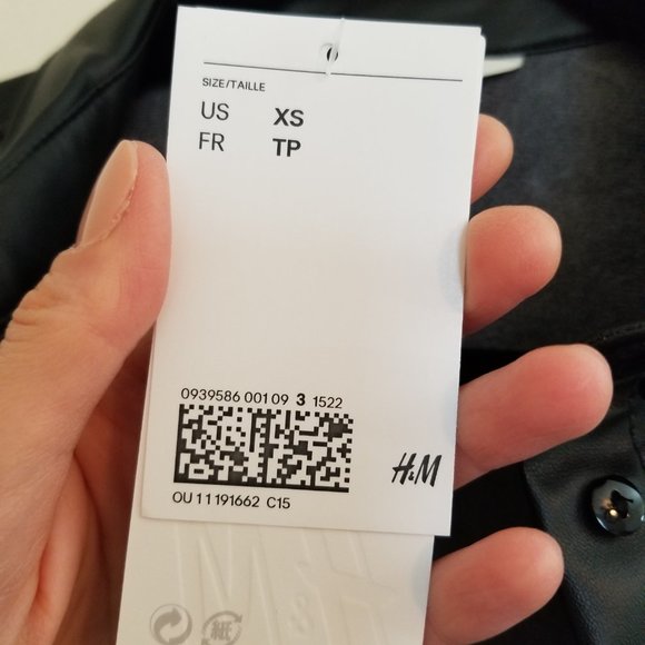 NWT H&M Women's size XS Vegan Leather Black Button-Down Shirt - Picture 11 of 14